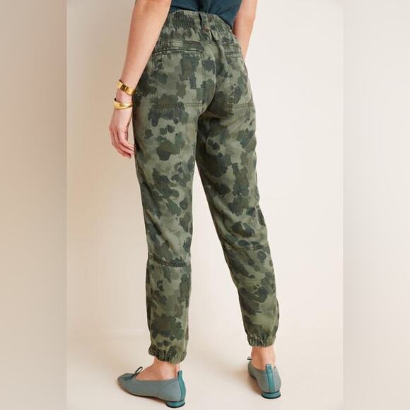 Anthropologie Green Camo Camouflage Leda Utility Joggers Lyocell - Picture 4 of 14
